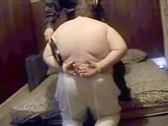 chub with hands tied behind his back spanked and fucked