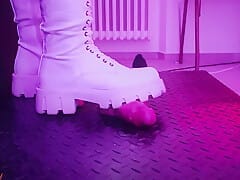 Slave Pov Of Tamy Destroying Your Cock In White Snow Boots With An Aggressive Cbt Bootjob And Post Orgasm- Fh Exclusive